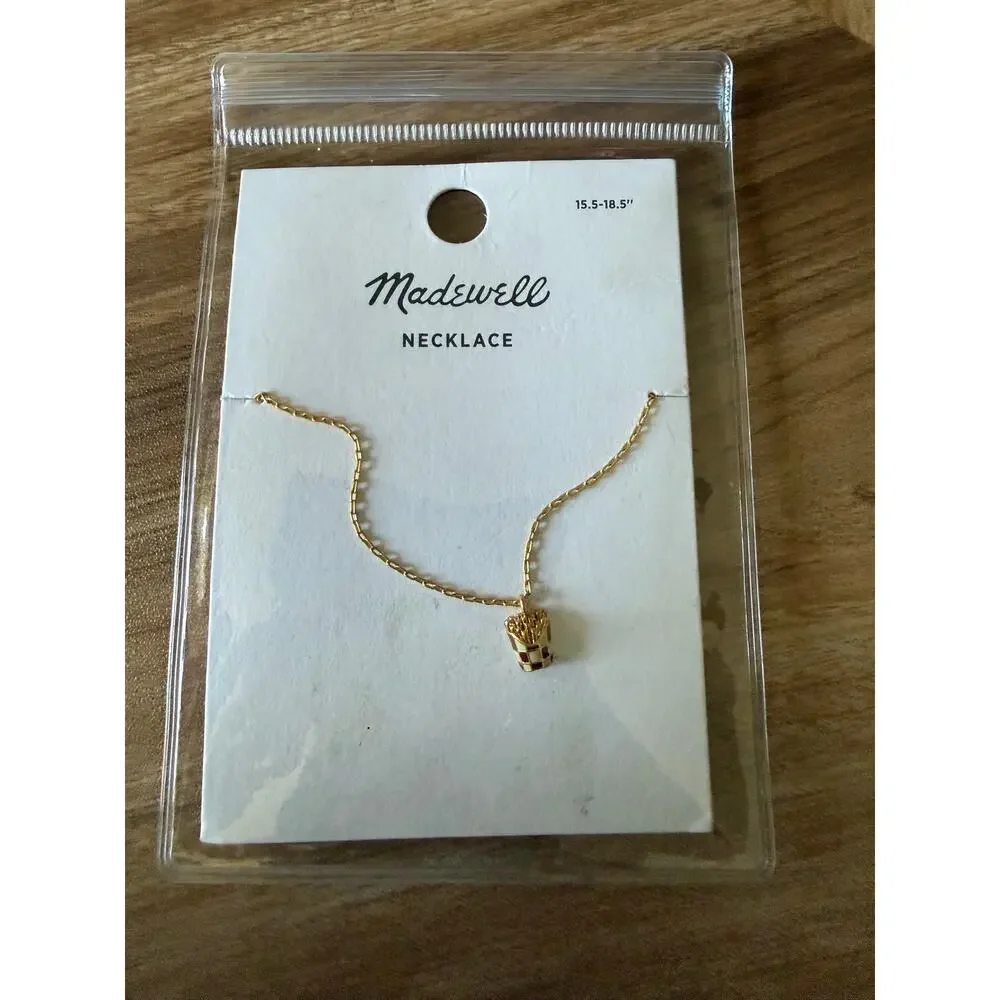 NWT Madewell French Fries Mini Pendant Gold Chain Necklace - Picture 1 of 2